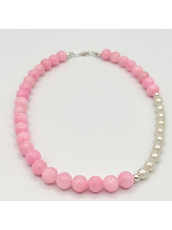 all4luv Jewelry - Light orchid natural jade and fresh water pearl choker and bracelet set